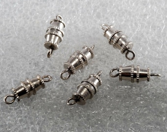 Vintage Barrel Clasp Screw SIlver Plated Metal Set of 6 DIY Jewelry Making