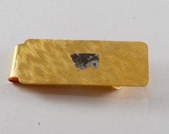 Clip para dinero DIY Rectángulo de latón chapado en oro con esquinas redondeadas Nuevo stock antiguo. Acabado dañado