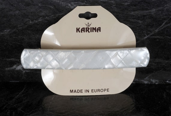 Vintage Hair Barrette Karina Faux MOP Plastic Bar… - image 1