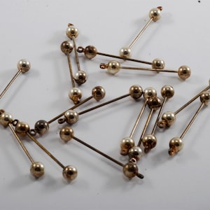 Lot Of 8 Vintage Silver Plated Brass Round  End Collar Bar w Chain Loop ONE End ONLY New Old Stock DIY Unfinished