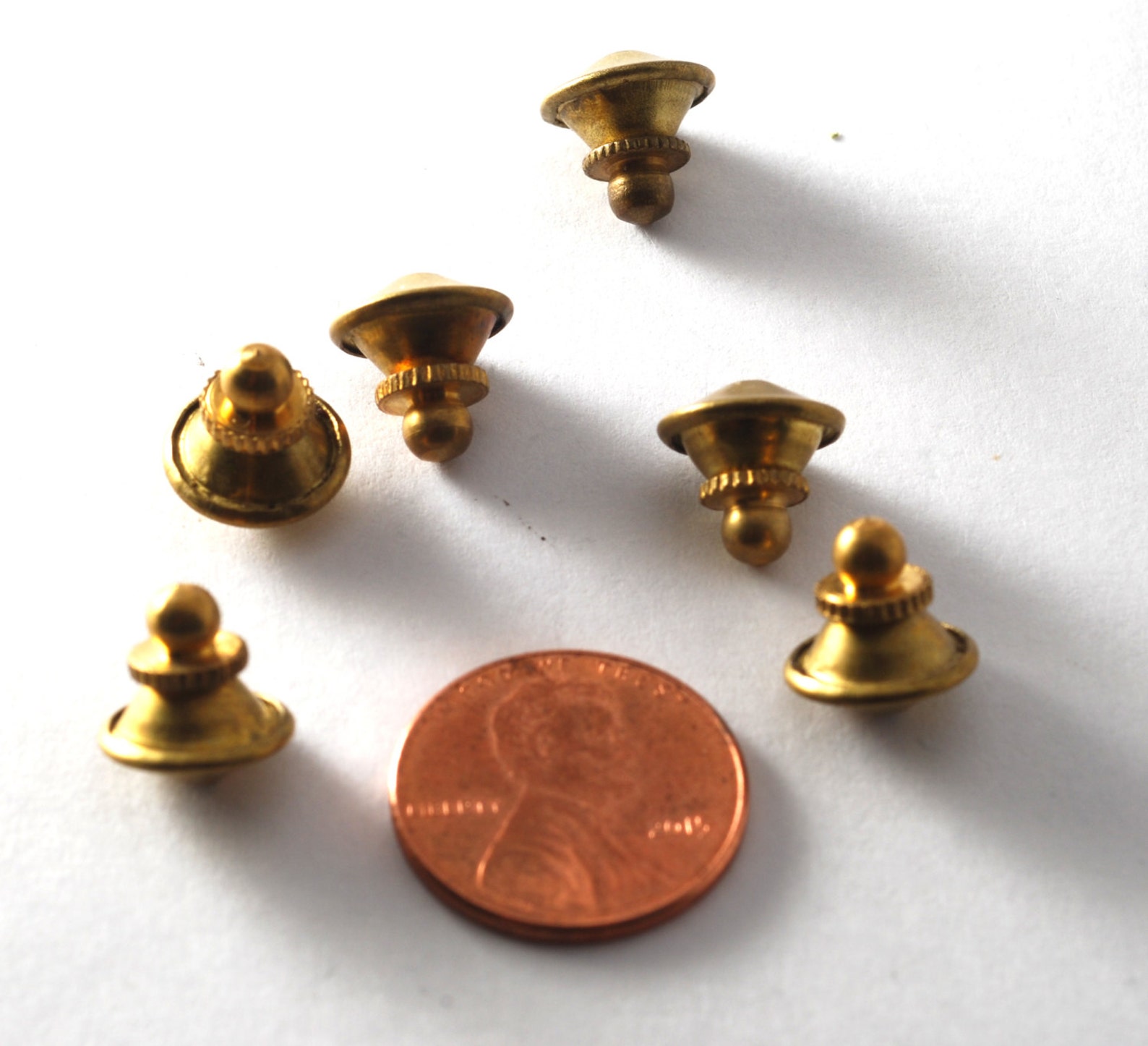 Lote de 6 Vintage Solid Brass Clutch Pin Backs nuevo Old Stock Etsy