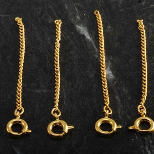 Vintage Chain Guard Brass Gold Extender Safety Catch 4 Pieces Jewelry Making Spring Clasp