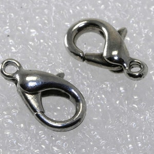Vintage Pair Medium Silver Metal Lobster Claw Jewelry 2