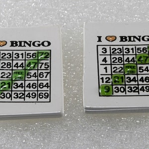 Vintage plástico me encanta Bingo Lucky Winning Bingo Card Set de 2 DIY Repurpose