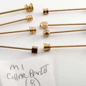 Super Lot Of  8 Rare  Vintage  Solid Brass MIXED End Collar Bars  New Old Stock DIY Steampunk Piercings Jewelry Making 1 3/4"