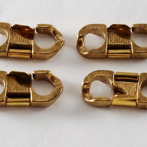 Vintage Fold Over Clasp Raw Brass Jewelry Making DIY Repurpose 4 Pieces 20mm x 8mm