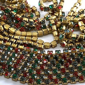 Vintage Strass Cup Ketting 1 VOET Tsjechische Strass in Messing Metal Setting 18pp