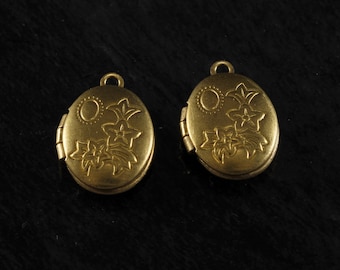 Par de medallones ovalados vintage de latón crudo de 11 mm, colgante de latón, fabricación de joyas DIY