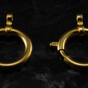 Vintage Spring Ring Clasp Pair Brass Metal Large Size 20mm With Connector