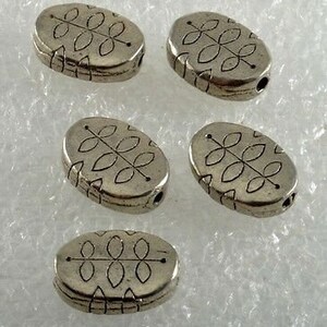 Vintage Metall Perle Oval geätzt gebohrt durch viele 5 Schmuck machen