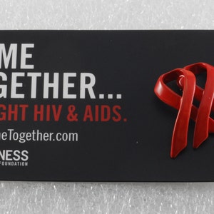MTV Come Together Aids/HIV  Awareness Pin Double Ribbon Metal Enamel