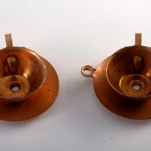 Vintage Set of 2 Tea Cup Saucer Copper STamping Pendant  Jewelry Making