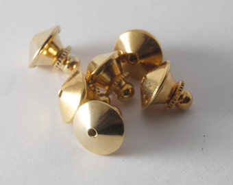 Lot Of 6 Vintage Gold Plated Brass Clutch Pin Backs New Old Stock