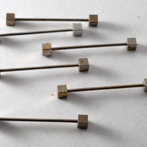 Lot Of 6 Vintage Silver Plated Brass Square End Collar Bars  New Old Stock DIY Steampunk Piercings