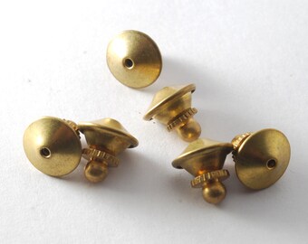 Lot Of 6 Vintage Solid Brass Clutch Pin Backs New Old Stock