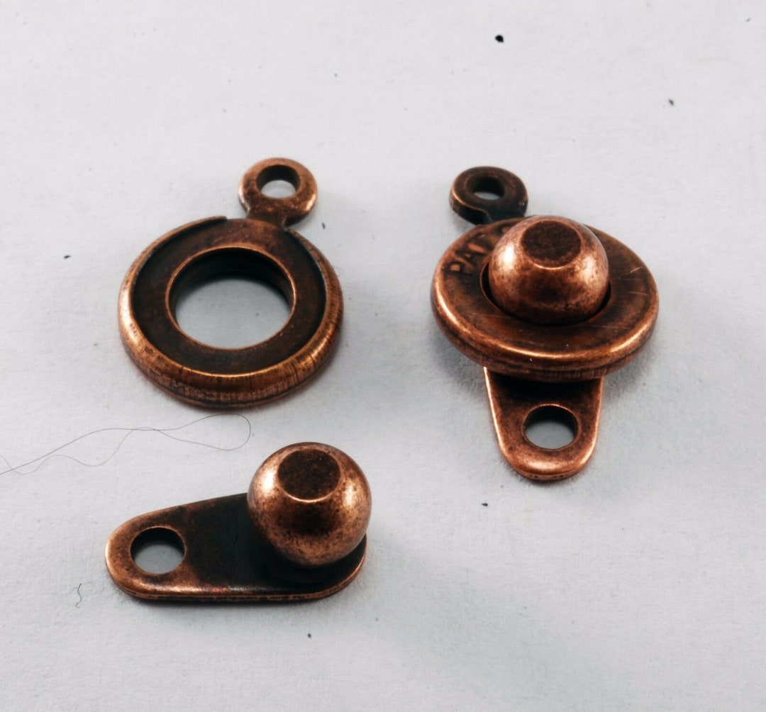 Ball and Socket Clasp Pair Antique Copper Metal 8mm 1 Strand Jewelry
