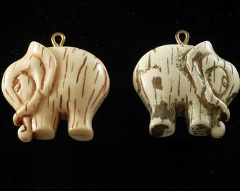 Par de colgantes de elefante vintage (2) Fabricación de joyas DIY Reutilización 1"