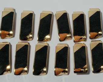 Vintage Money Clip Lote de 12 chapado en oro y negro viejo dañado NOS DIY Reutilización Reclamación
