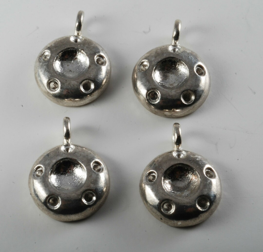 Vintage Set of 4 Silver Tone Metal Charms Open Reservoir Jewelry Making
