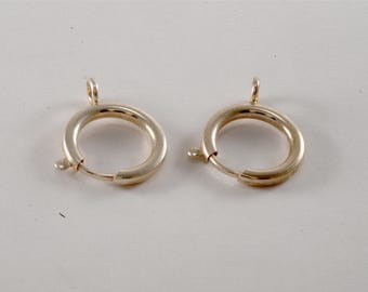 Par de 2 cierres de anilla de resorte VTG de metal plateado con conector de 15 mm para reloj de bolsillo