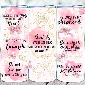 Christian Faith Inspired Tumbler | Christian Gift for Women | 20oz Stainless Steel Cup with Straw | Self-Care Drinkware for Her