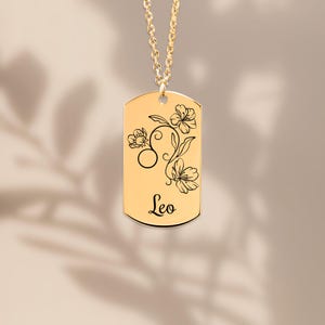 Leeuw sterrenbeeld ketting | Gepersonaliseerde astrologische hanger | Bloemensieraden cadeau voor haar