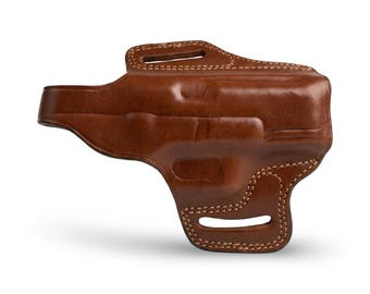 Leren OWB-holster voor Glock 19 17 23 45 - handgemaakte pannenkoekenriemholster - bruin rechterhand