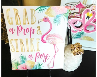 Flamingo  "Grab a Prop & Strike a Pose"  - 8x10 Printable