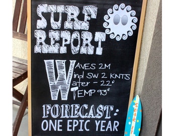 Surf Report Faux Chalkboard (24x36) Digital file - Perfect for a surf or beach party!