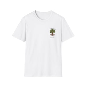 Rooted In Christ Unisex Softstyle T-Shirt, Casual Wear, Eco-Friendly Gift, Tree Design Tee, Comfortable Everyday Top