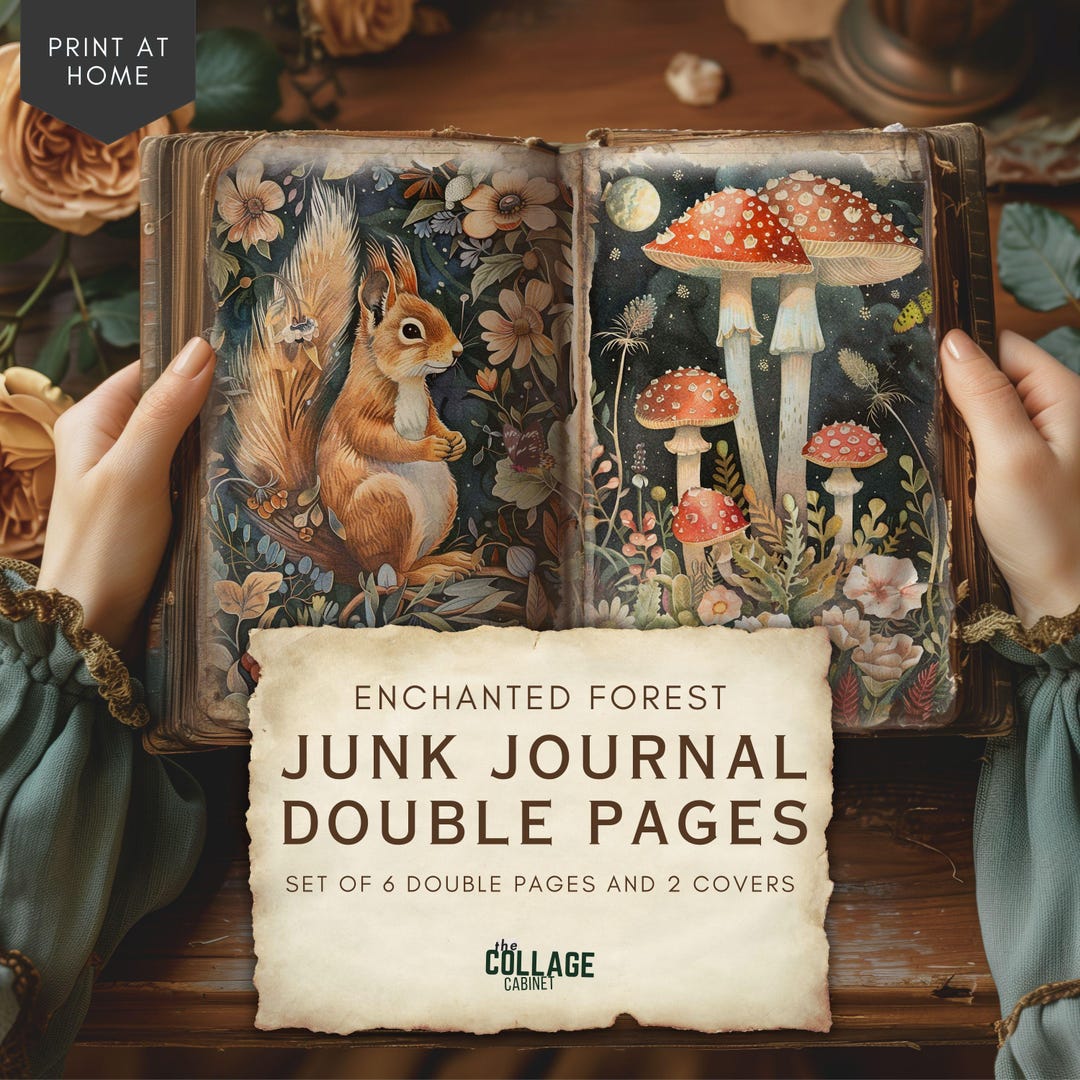Enchanted Forest Printable Pages, Woodland Junk Journal Kit, Earth Tone ...