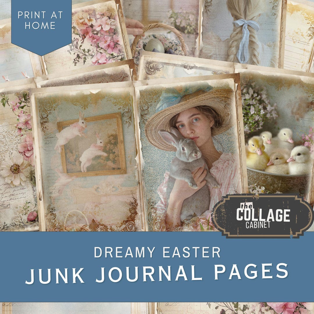 Easter Junk Journal Pages, Vintage Spring Digital Download With Rustic ...