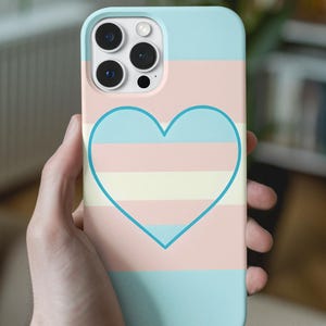 Trans Pride Tough Phone Case, iPhone 15, iPhone 16 - LGBT Support, Strong Protective Cover, Gender Identity, LGBTQ+ Pride Gift, Pride Flag