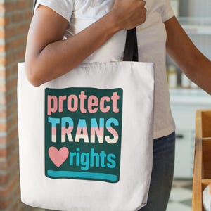 Trans Rechte Aktivistin Tragetasche, LGBTQ+ Pride Bag, Social Fairness, 5 Grifffarben, 3 Größen