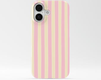Telefoonhoesje met roze en gele strepen – Retro design met snoepstrepen voor iPhone, Samsung en Google telefoons