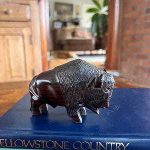 Ironwood Carved Wood Buffalo Figurine