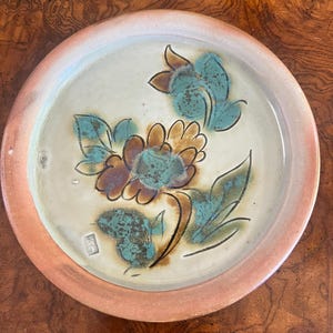 Artist Stamped, Hand Painted Terracotta Plate
