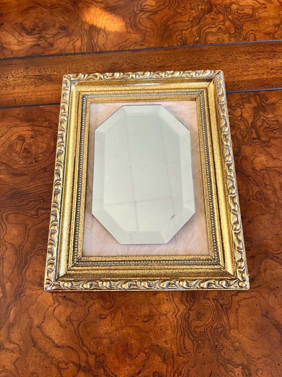 Rococo-style Gold Gilt Mirror With an Octagonal Beveled Mirror Insert ...