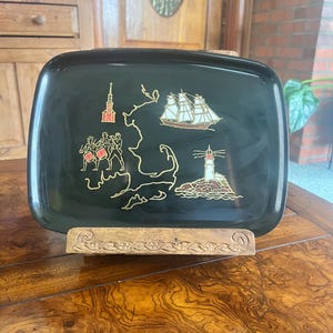 Vintage Massachusetts Scene Couroc Monterey Decorative Tray