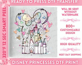 Rainbow Watercolor Magical Castle DTF, Disney Princesses Castle DTF Transfer, Disney Family Vacation Dtf, Custom Girls Trip Ready to Press.