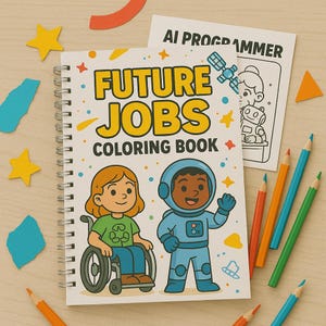 Future Jobs Coloring Book for Kids | STEM Careers Printable PDF | Educational Activities | Futuristic Professions | A4 Coloring Pages