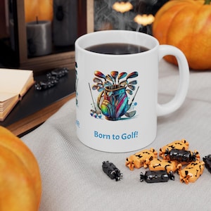 Golf-Liebhaber-Keramikbecher - II Perfektes Geschenk für Golf-Enthusiasten, nehmen Sie es zum Platz, Kaffeeteetasse, Golf-Spaß, 11 Unze 15 Unze, geboren zum Golf!
