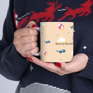 Beach Day Ceramic Mug - Summer Vibes, Swim Lovers, Beach Parties, Gifts for Friends, Vacation Coffee Mug, Ocean Theme Kitchen Decor