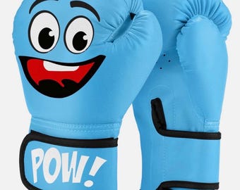 Guantoni da boxe con simpatici disegni animati, design POW Comic, guantoni da boxe personalizzati, regalo unico per lui/lei