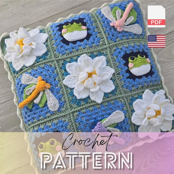 Crochet Pattern: Little Pond Friends – Crochet Frog Pillow (EN) (US Terms)