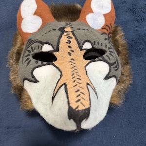 glow in the dark!!! Therian-style painted wolf mask