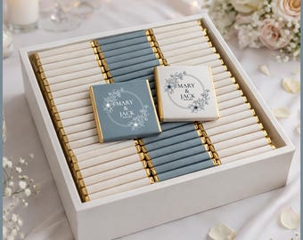 50 Stück Luxusschokolade, maßgeschneiderte Schokolade, Hochzeitsgeschenke, Goldschokolade, Bevorzugungen für Gäste, Hochzeitstischdekoration, Kommunionbevorzugungen