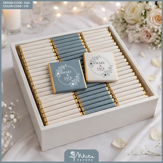 50 Pcs Luxury Chocolate, Customized Chocolate, Wedding Favors, Gold Chocolate, Favors For Guests, Wedding Table Decor, Communion Favors