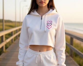 Women’s Cropped Hoodie & Jogger Short Set, girls, Clothing, Set, Suite, Cute Set, Shirt, Girl Shorts, Hoodie
