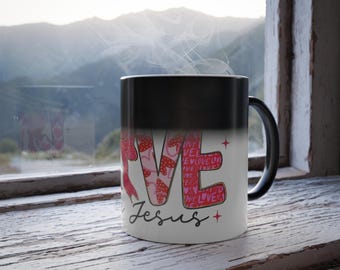Love Like Jesus mug | color morphing 11oz , kitchen, Accessories, Cup, Mug, Home, Custom,
